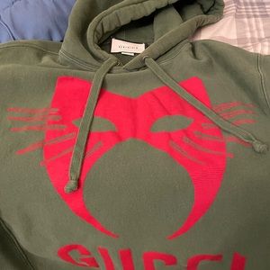 FW 19 Manifesto Mask Hoodie Gucci Green Featured on RunWay